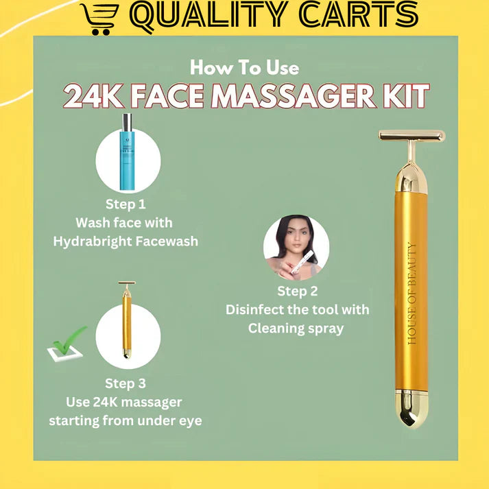 24K Gold Energy Beauty Bar Electric Facial Massage Roller (Buy 1 Get 1 FREE🔥)